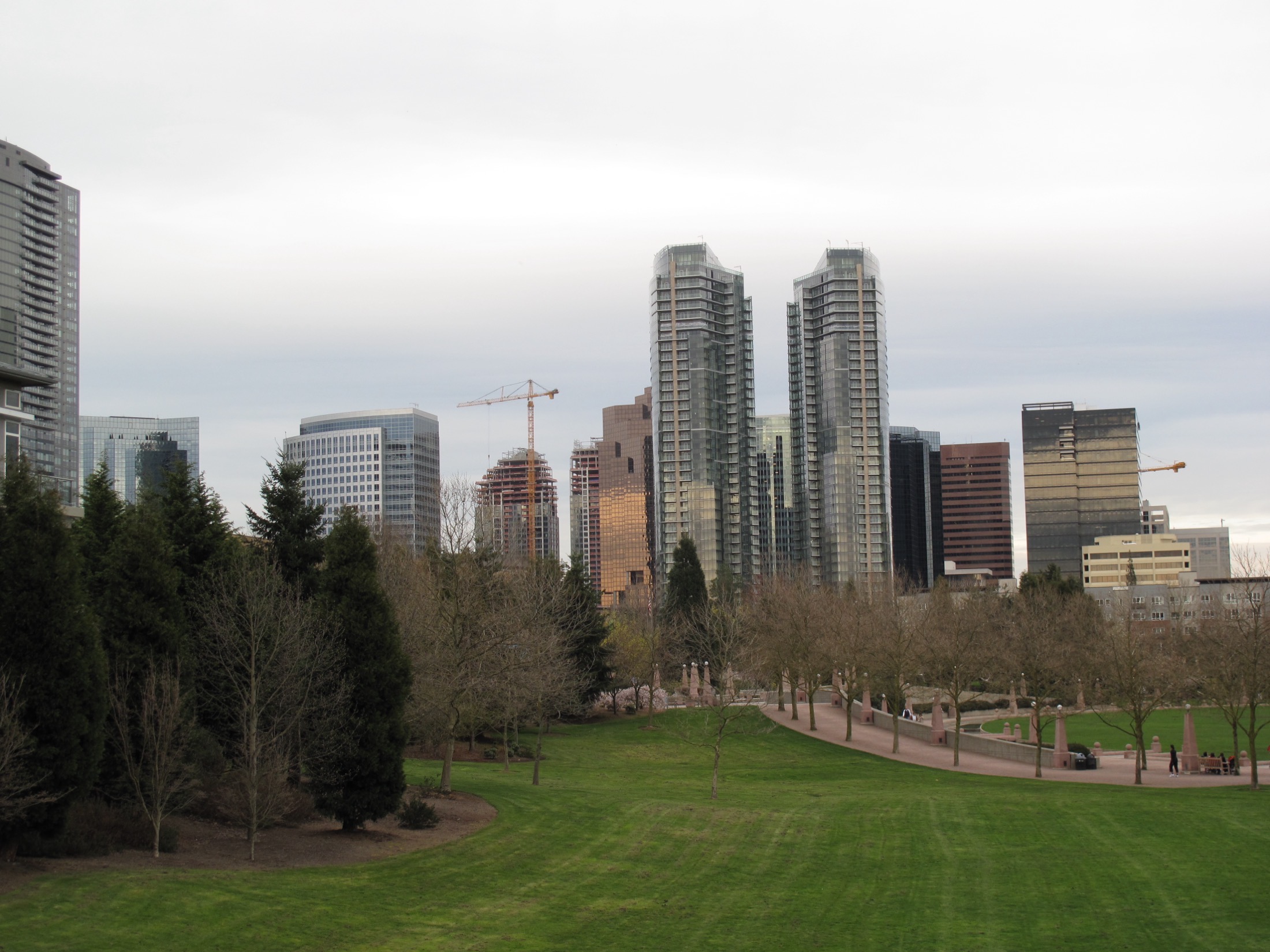 The downtown Bellevue skyline as seen from Downtown Park.